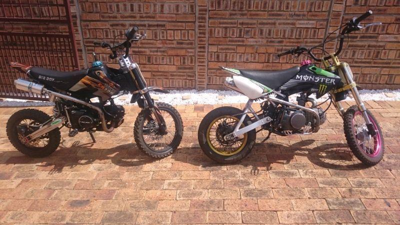 2 pitbikes to swap for a road bike