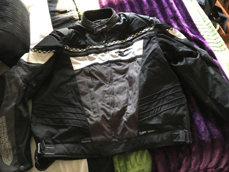 XXXXL Motorcycle jacket (XXL Tshirt size) & Size 8 boots PMB