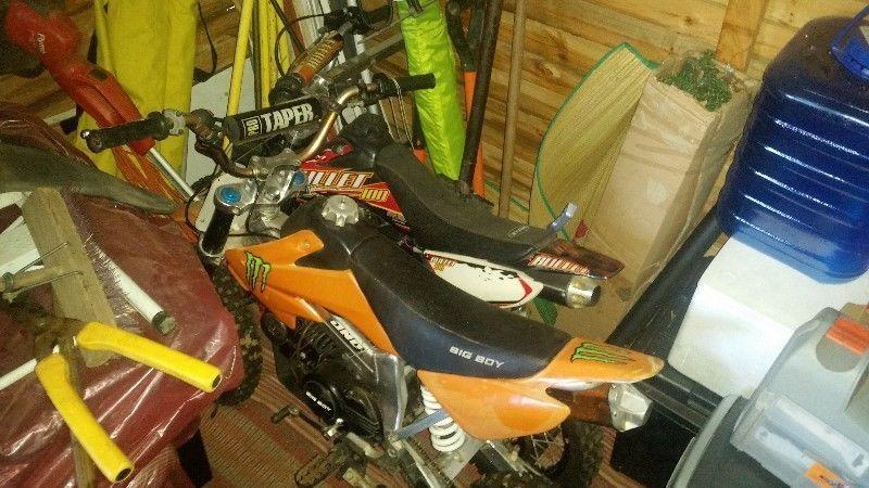 2 x big boy pitbikes for sale and a karet trailer