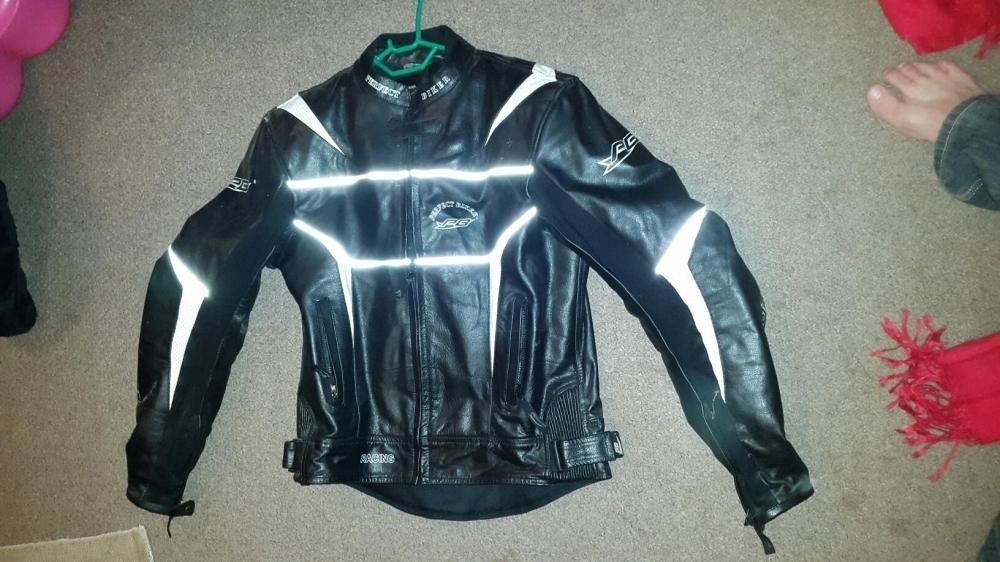 Super bike 100% leather jacket with night reflectors