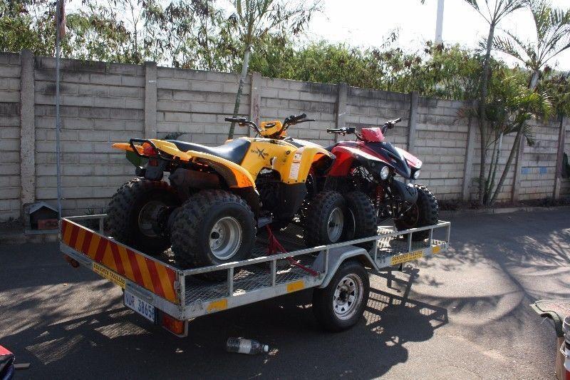 2 x adly 150cc quads with trailer