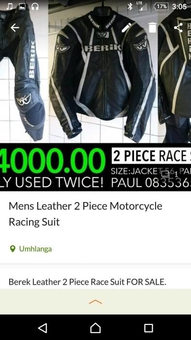 Leather 2 piece motorcycle racing suit