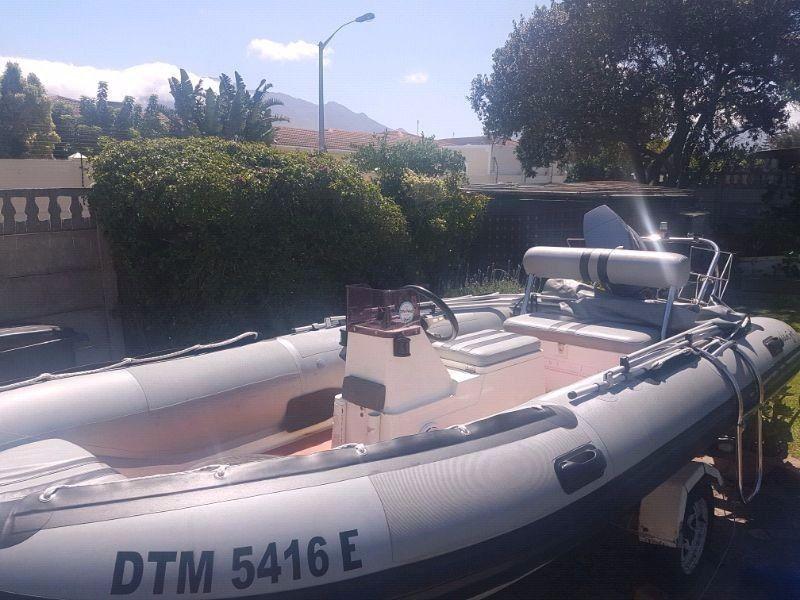 5m Double Hull Rubber duck for sale with 70 HP motor to swop for motor bike value at R75000