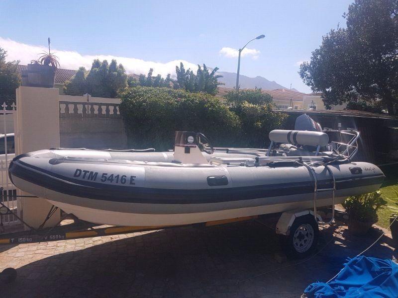 5m Double Hull Rubber duck for sale with 70 HP motor to swop for motor bike value at R75000