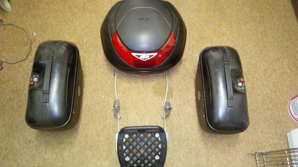 Bike touring boxes. Givi top box and Givi side paniers