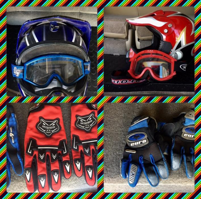 Off road Helmits, Gloves, Dust Goggles