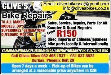 bike repairs/superbikes/roadbikes/quads/golf carts/generators/scooters