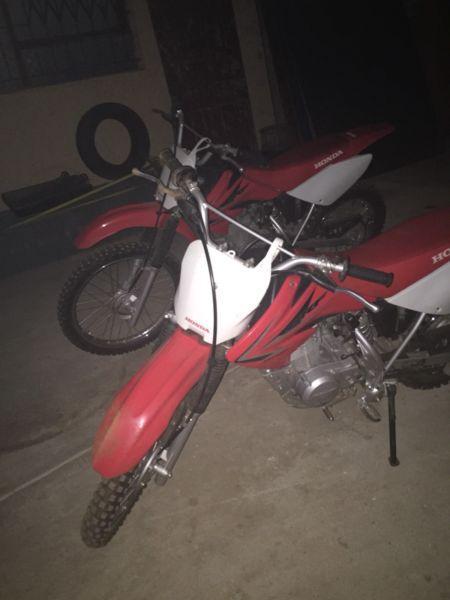 Two Honda bikes on sale one crf 80 and one crf 100