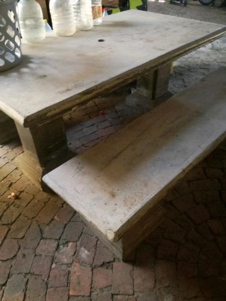 Concrete table and benches