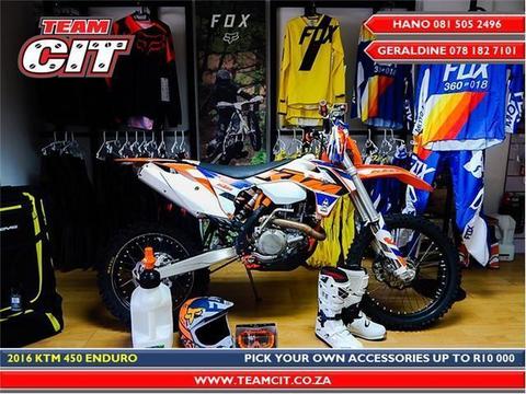 2016 KTM 450 ENDURO WITH R10 000 ACCESSORIES INCLUDED