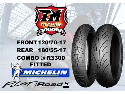 MICHELIN PILOT ROAD 4 - 120 FRONT 180 REAR COMBO SPECIAL @ TAZMAN MOTORCYCLE