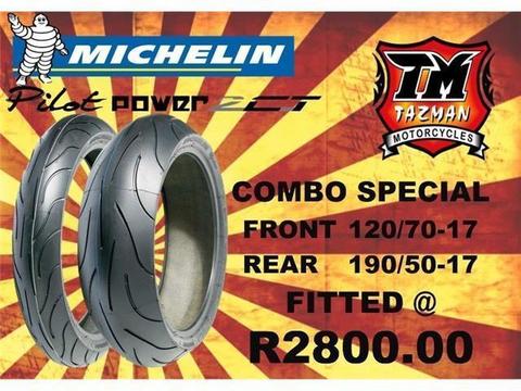 MICHELIN PILOT POWER 2CT COMBO SPECIAL @ TAZMAN MOTORCYCLES