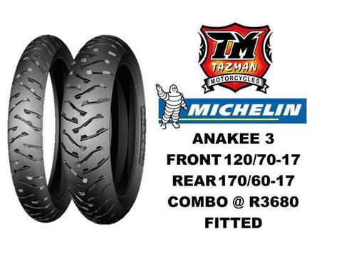 MICHELIN ANAKEE 3 - 120 FRONT 170 REAR COMBO SPECIAL @ TAZMAN MOTORCYCLES