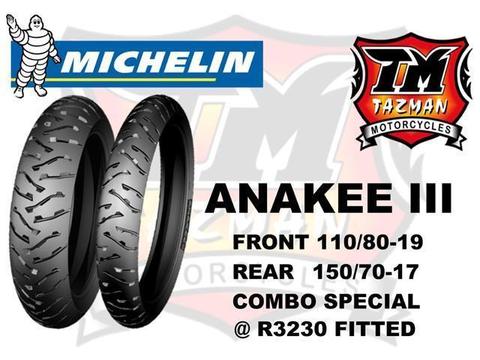 MICHELIN ANAKEE 3 - 110 FRONT 150 REAR COMBO SPECIAL @ TAZMAN MOTORCYCLES