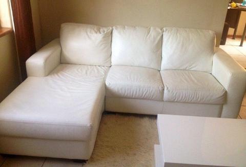GENUINE LEATHER WHITE CORNER COUCH FOR SALE OR TO SWAP