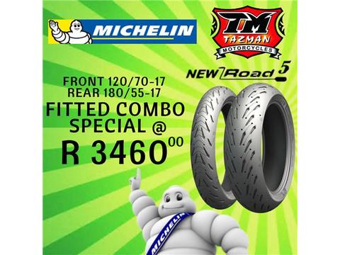 MICHELIN ROAD 5 - 120 FRONT 180 REAR COMBO SPECIAL @ TAZMAN MOTORCYCLES