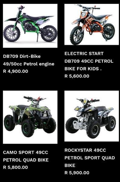 50 cc dirtbikes and quadbikes for kids