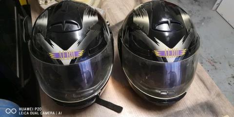 2 x Aero motorbike helmets
